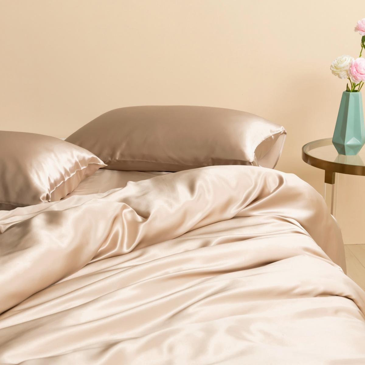 Neutrals Pure Mulberry Silk - Duvet Cover - Double Size - Beige Uk Double Soft Strokes Silk – image 5