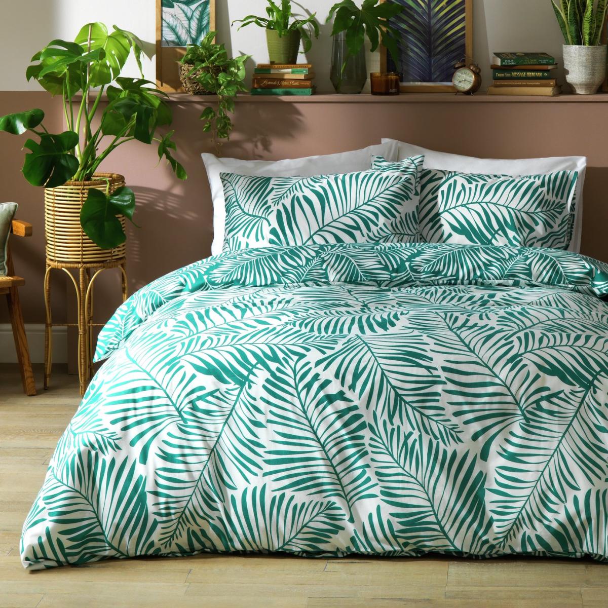 Habitat Abstract Green Leaf & White Bedding Set - Kingsize – image 3