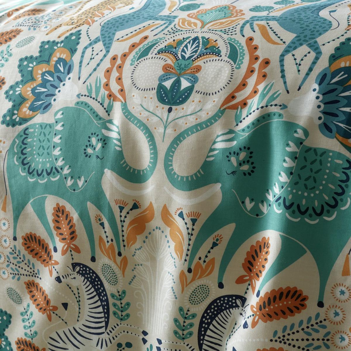 Pineapple Elephant Cotton Animals Teal Bedding Set - King – image 2