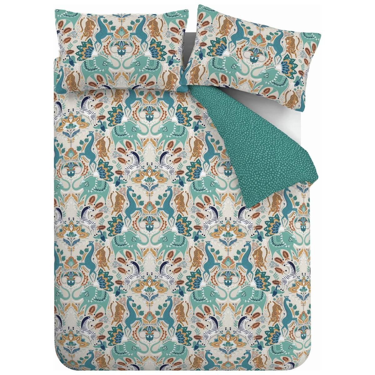 Pineapple Elephant Cotton Animals Teal Bedding Set - King – image 3