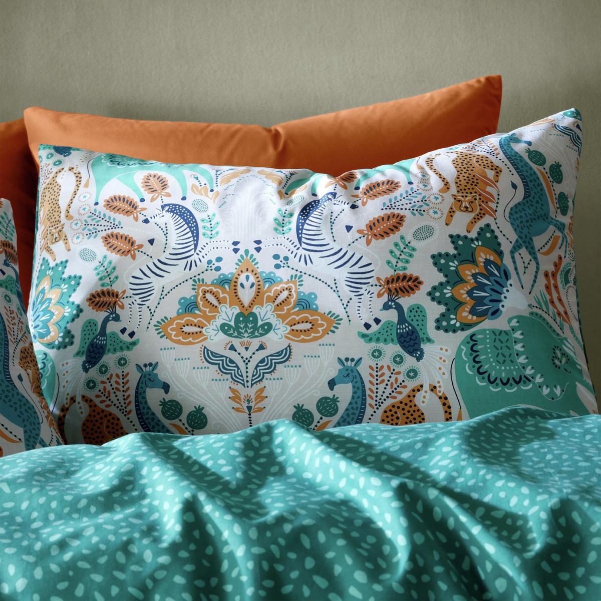 Pineapple Elephant Cotton Animals Teal Bedding Set - King – image 4