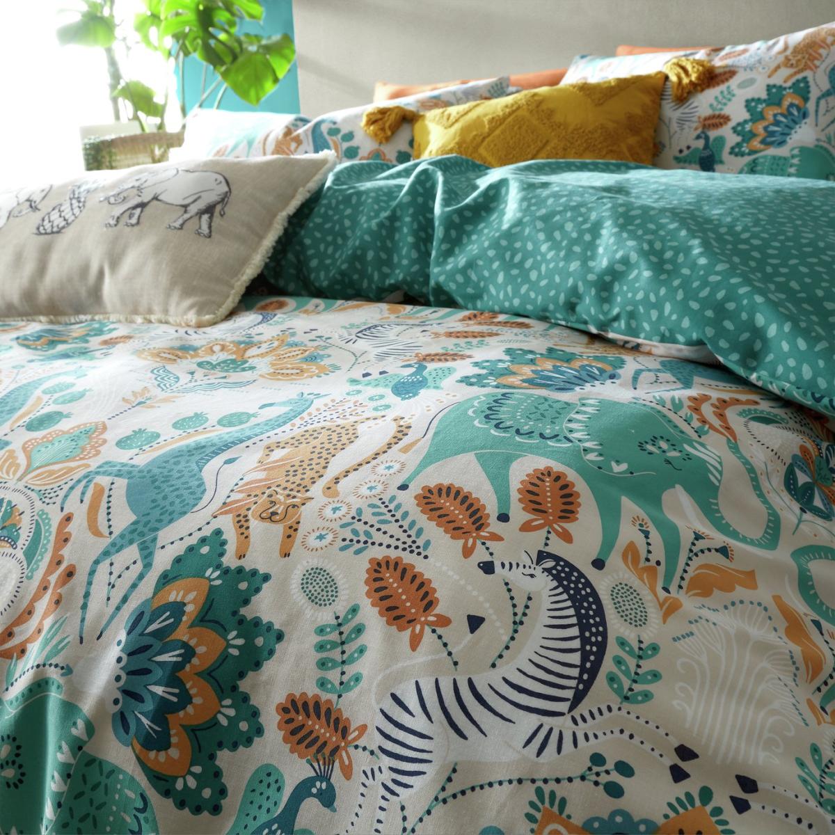 Pineapple Elephant Cotton Animals Teal Bedding Set - King – image 5