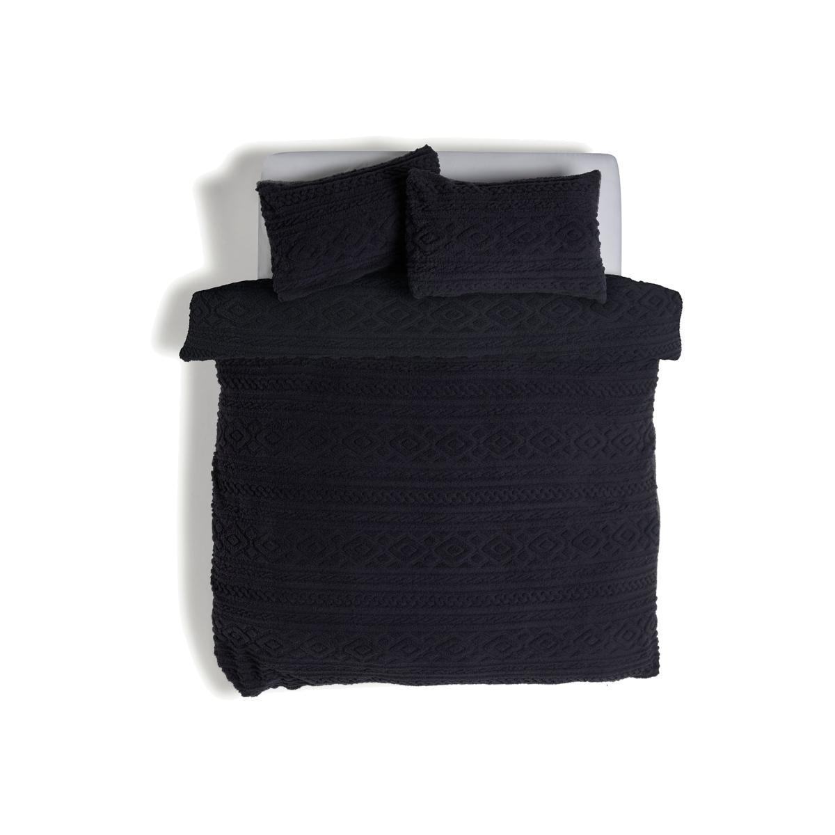 Habitat Cable Knit Fleece Charcoal Bedding Set - King Size