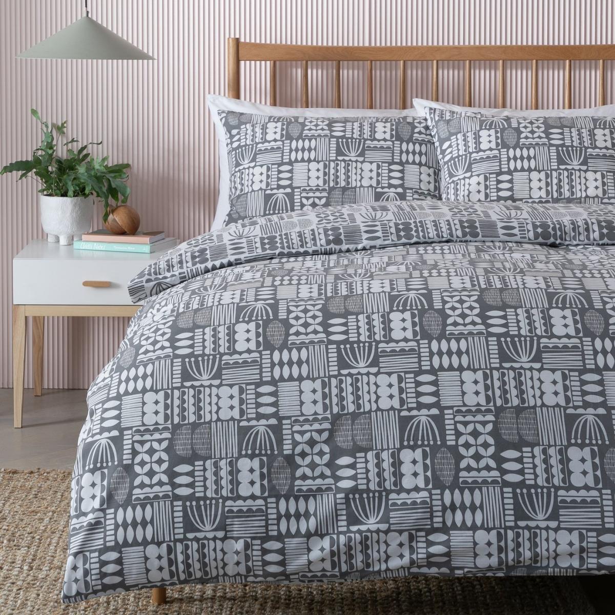 Habitat Block Pattern Tonal Grey Bedding Set - King size – image 1
