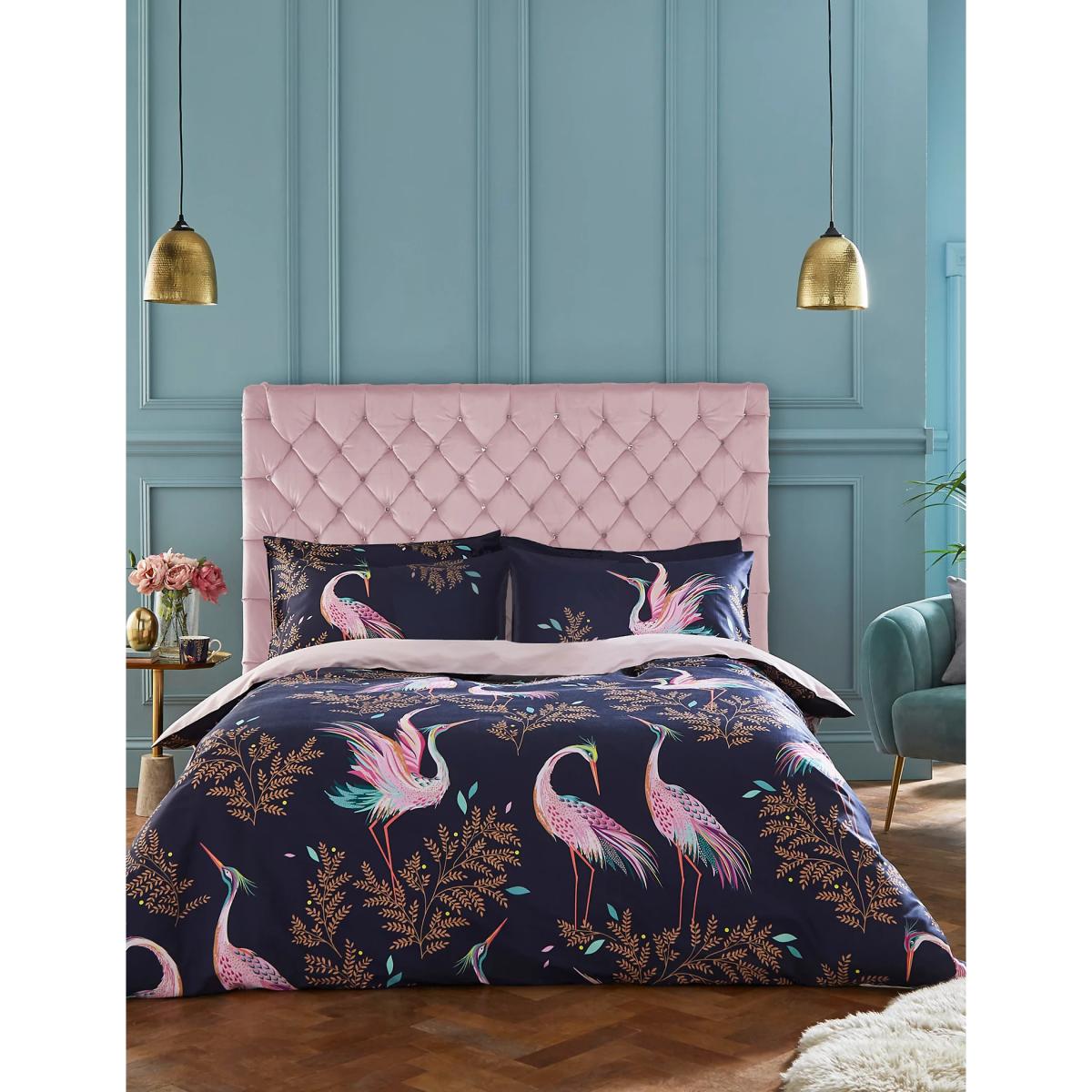 Sara Miller Pure Cotton Sateen Dancing Cranes Bedding Set - 5FT - Midnight, Midnight – image 2