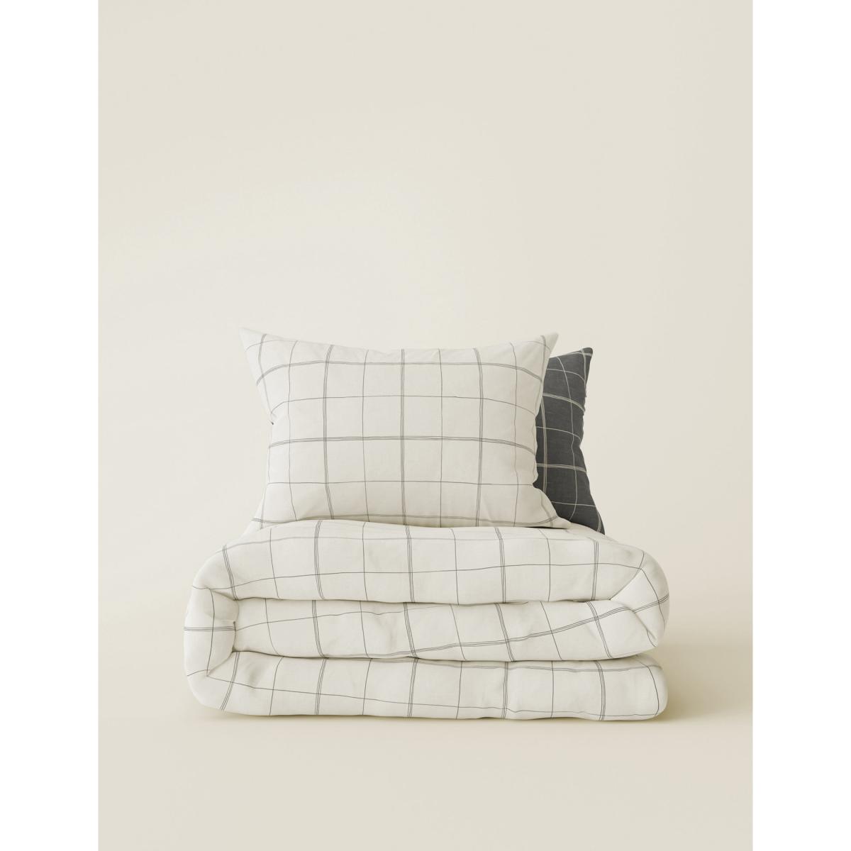 M&S Cotton Blend Checked Bedding Set - 5FT - Charcoal Mix, Charcoal Mix – image 2