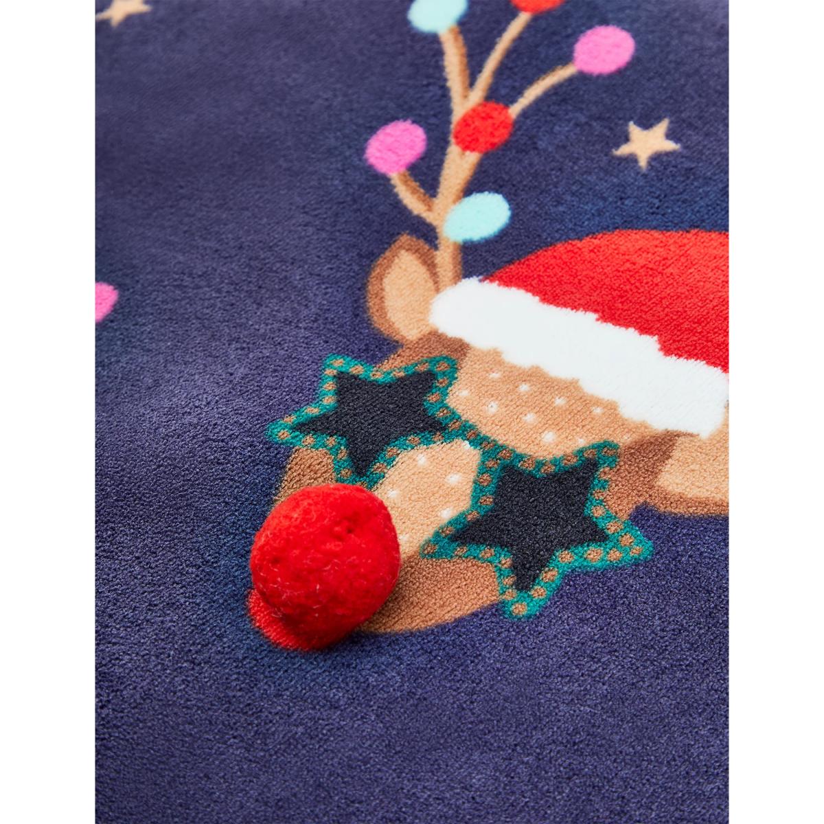 M&S Fleece Reindeer Pom Pom Bedding Set - 5FT - Navy Mix, Navy Mix – image 2
