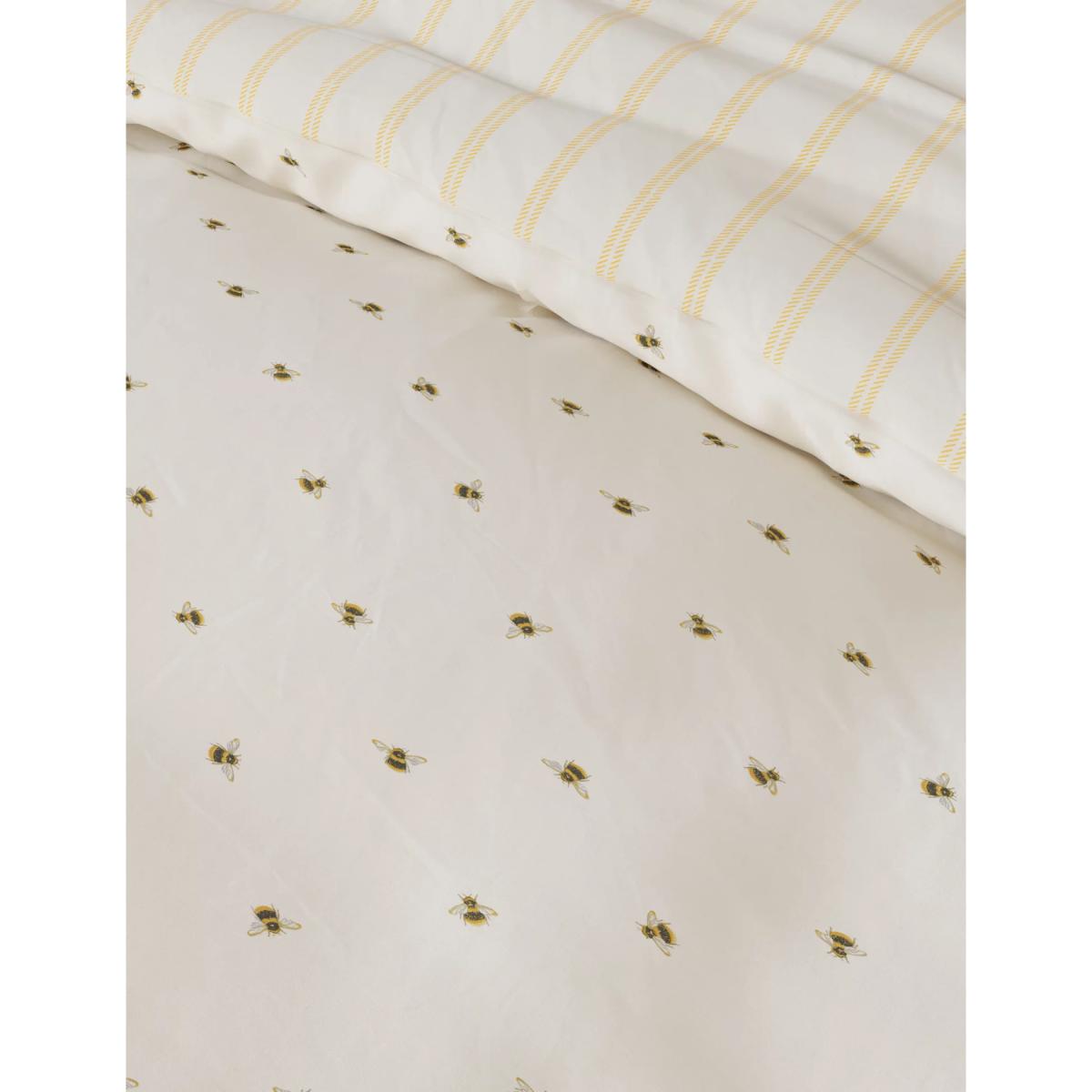 M&S Cotton Blend Bee Striped Bedding Set - 5FT - Ochre, Ochre – image 4