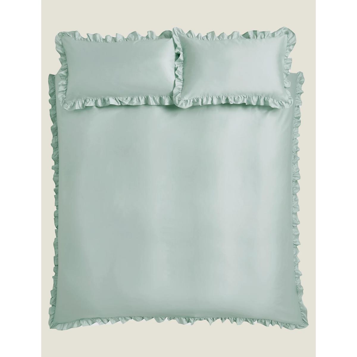 Laura Ashley Pure Cotton Sateen Ruffle Bedding Set - 5FT - Duck Egg, Duck Egg – image 2