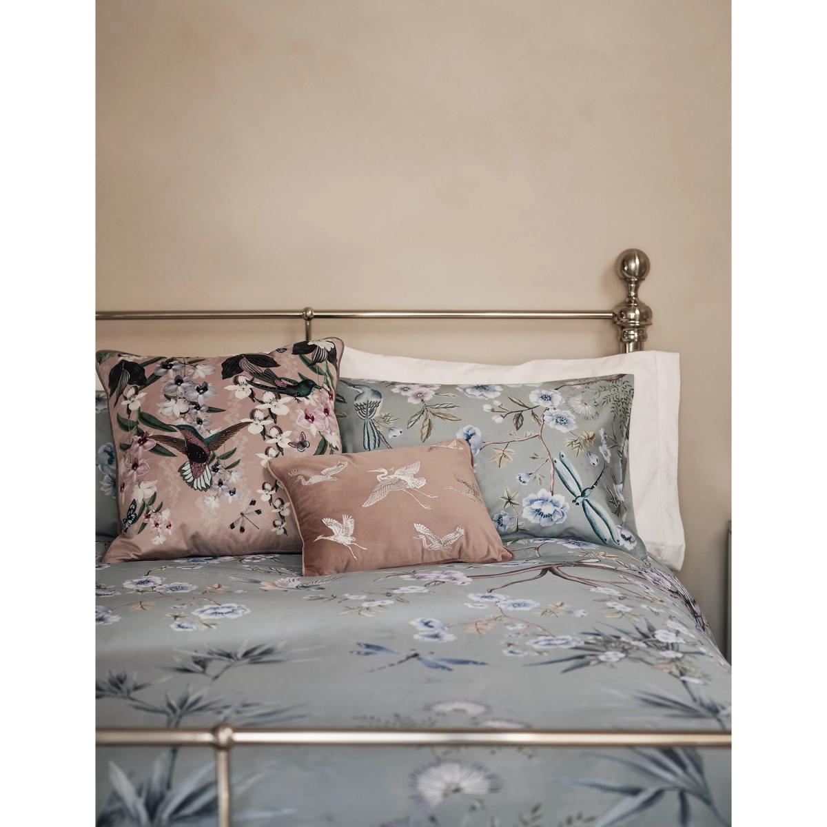 M&S Sateen Floral Bedding Set - 5FT - Soft Green, Soft Green,Grey Mix – image 2