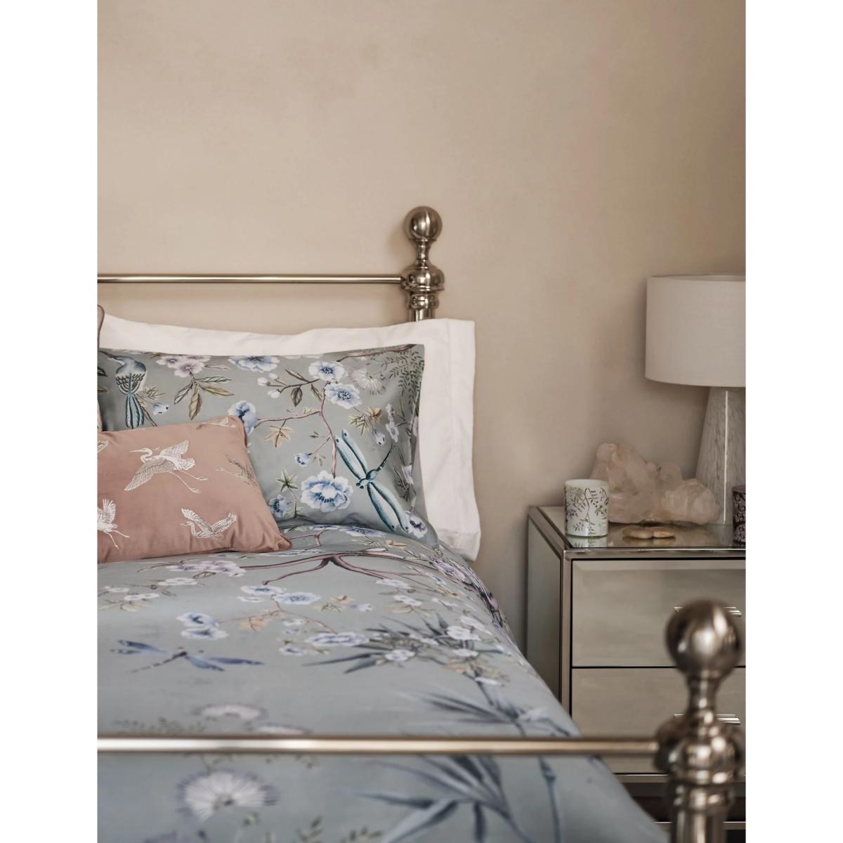 M&S Sateen Floral Bedding Set - 5FT - Soft Green, Soft Green,Grey Mix – image 3