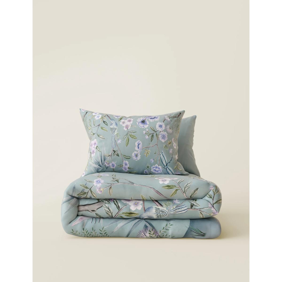 M&S Sateen Floral Bedding Set - 5FT - Soft Green, Soft Green,Grey Mix – image 4