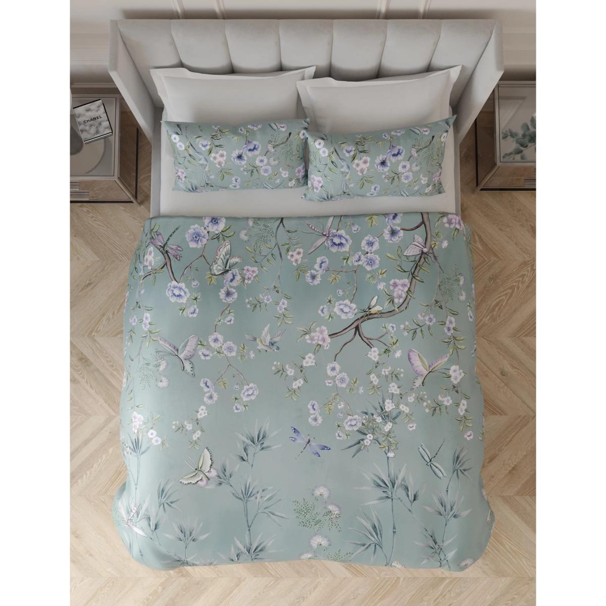 M&S Sateen Floral Bedding Set - 5FT - Soft Green, Soft Green,Grey Mix – image 8