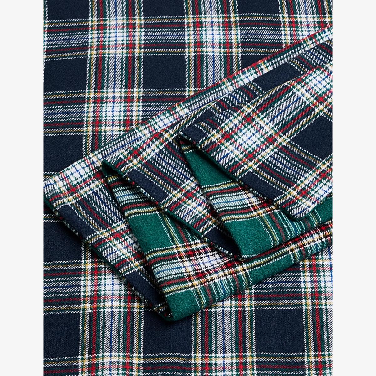 M&S Pure Brushed Cotton Woven Checked Bedding Set - 5FT - Green Mix, Green Mix – image 1