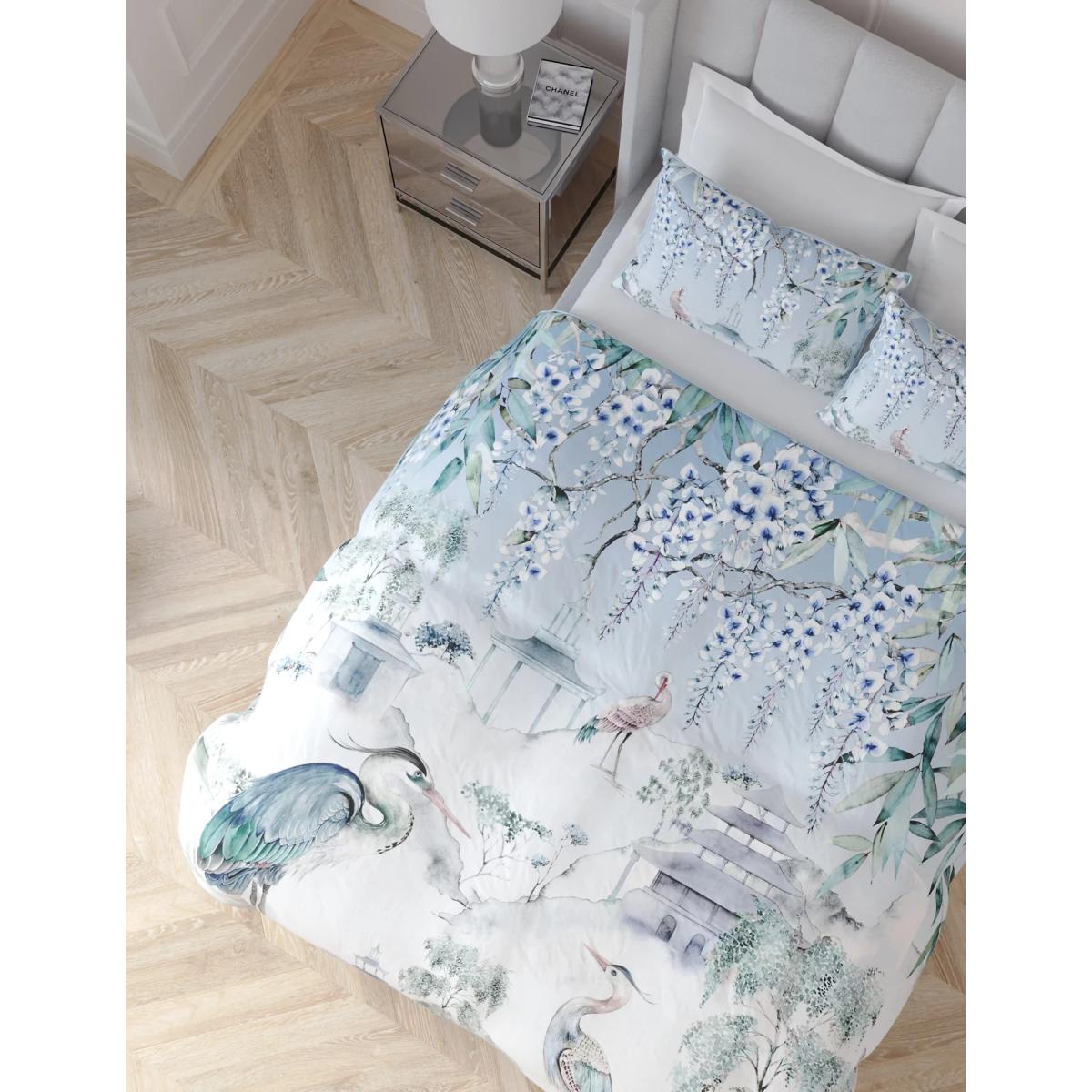 M&S Pure Cotton Crane Bedding Set - 5FT - Blue Mix, Blue Mix,Grey Mix – image 3