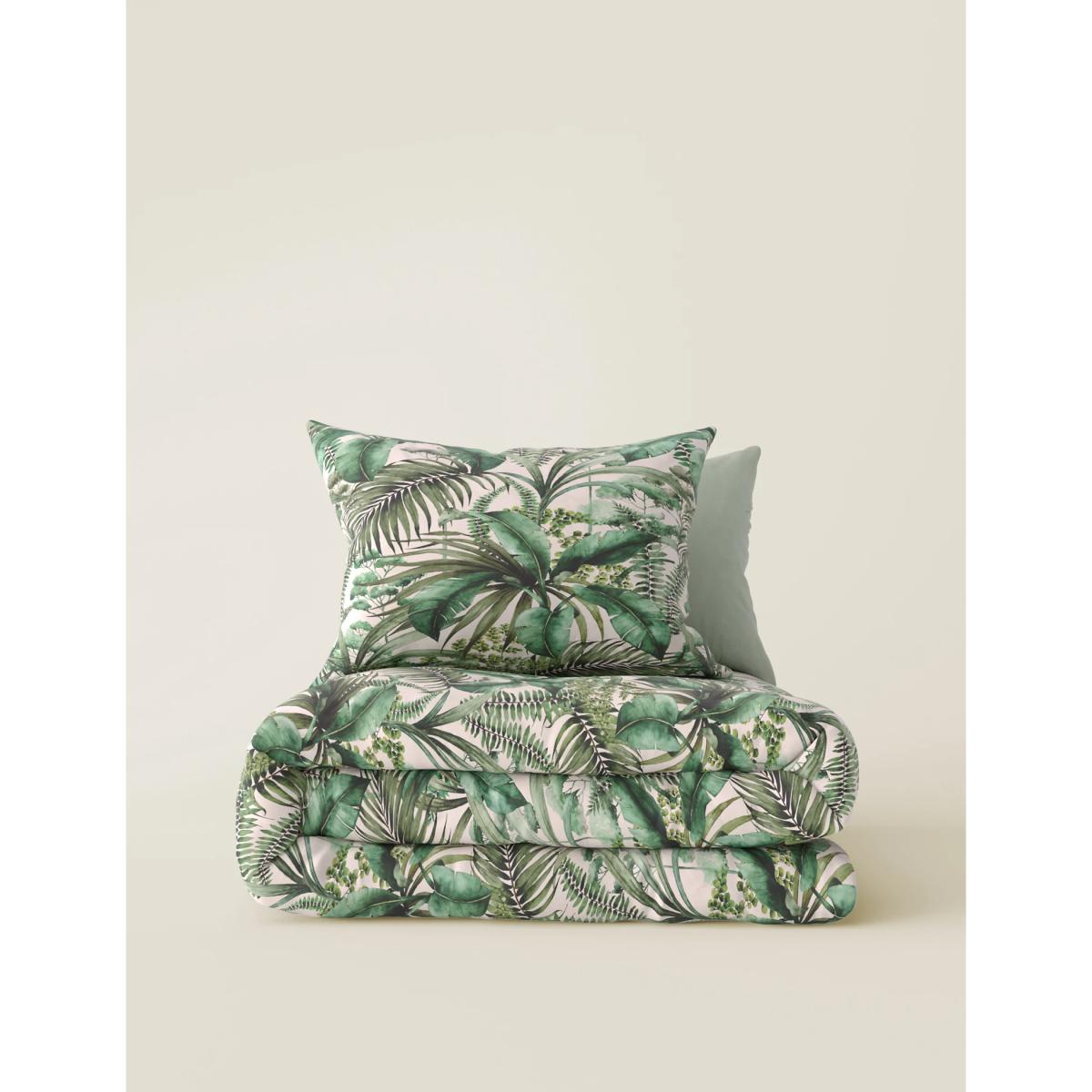 M&S Pure Cotton Watercolour Palm Bedding Set - 5FT - Green Mix, Green Mix – image 2
