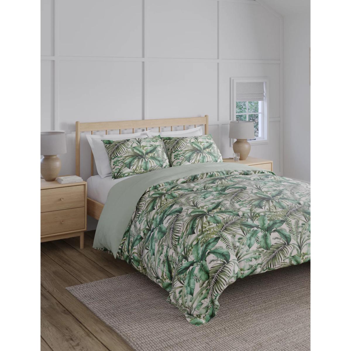 M&S Pure Cotton Watercolour Palm Bedding Set - 5FT - Green Mix, Green Mix – image 3