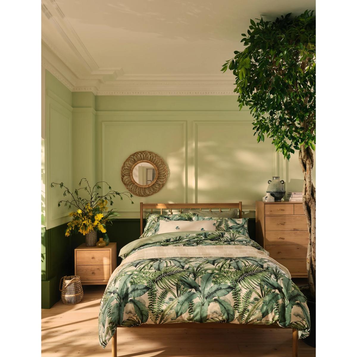 M&S Pure Cotton Watercolour Palm Bedding Set - 5FT - Green Mix, Green Mix – image 5