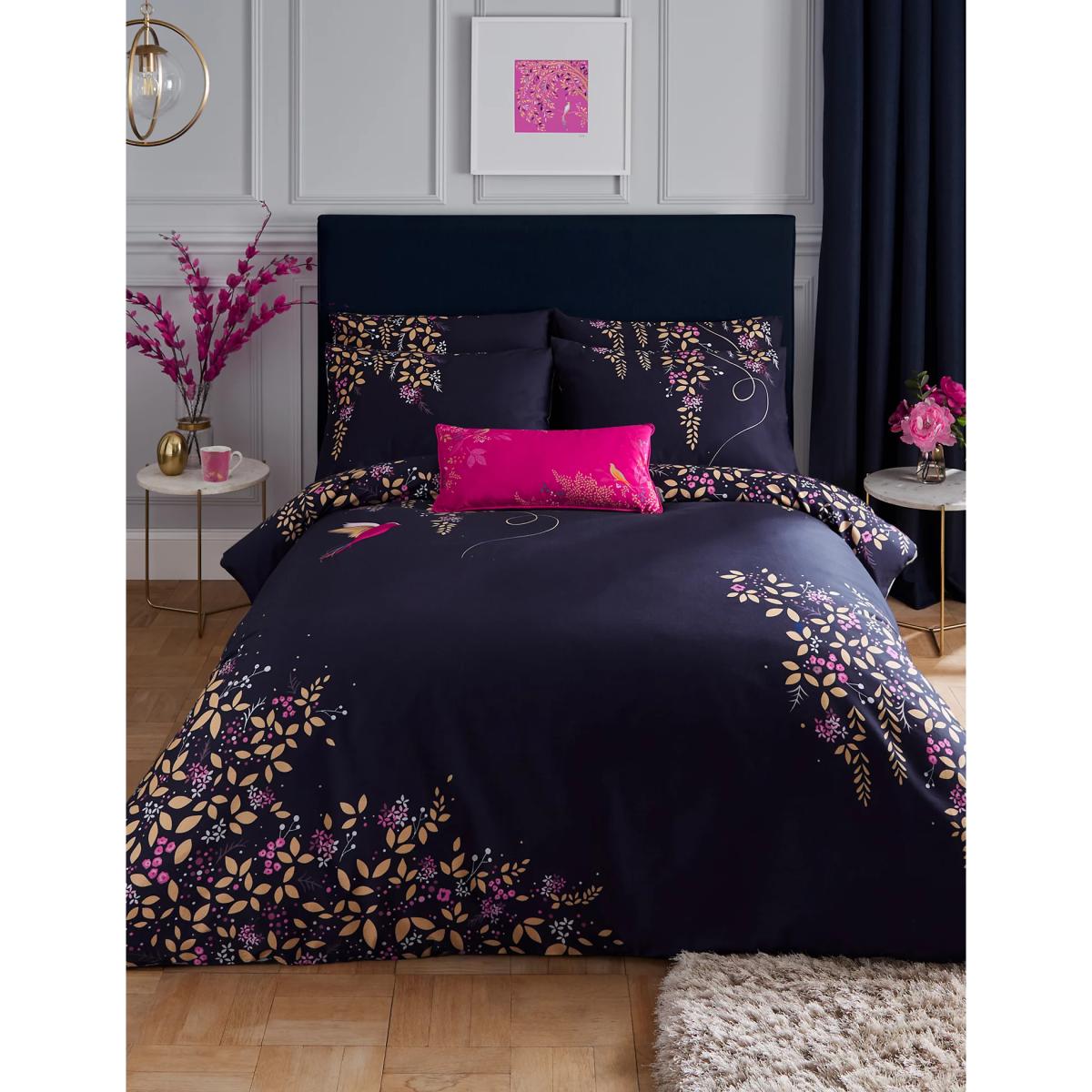 Sara Miller Pure Cotton Sateen Hummingbird Bedding Set - 5FT - Navy, Navy – image 2