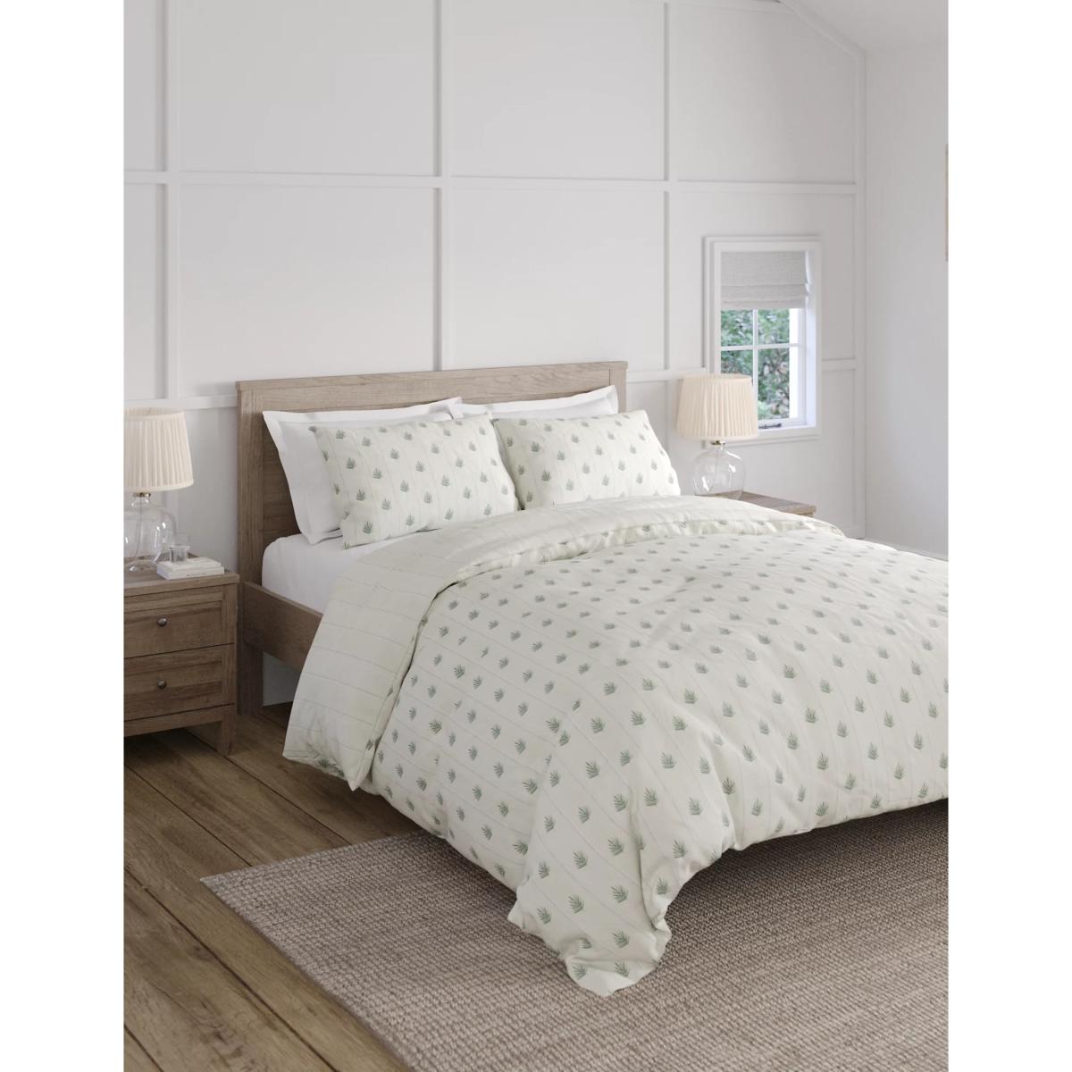 M&S Cotton Blend Leaf Bedding Set - 5FT - Natural Mix, Natural Mix – image 4
