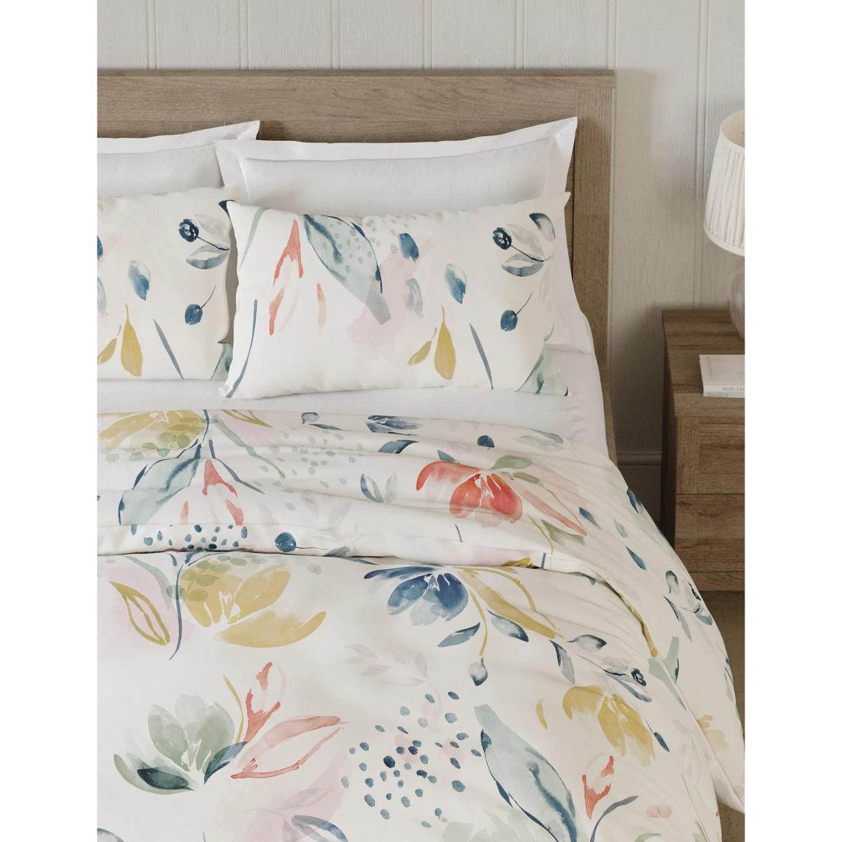 M&S Pure Cotton Abstract Leaf Bedding Set - 5FT - Multi, Multi – image 2