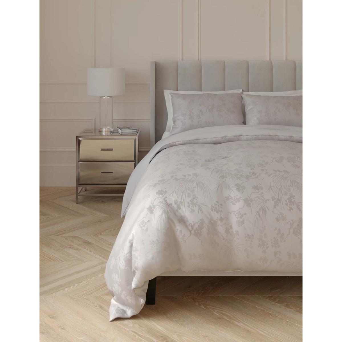 M&S Pure Cotton Jacquard Blossom Bedding Set - 5FT - Grey Mix, Grey Mix – image 2
