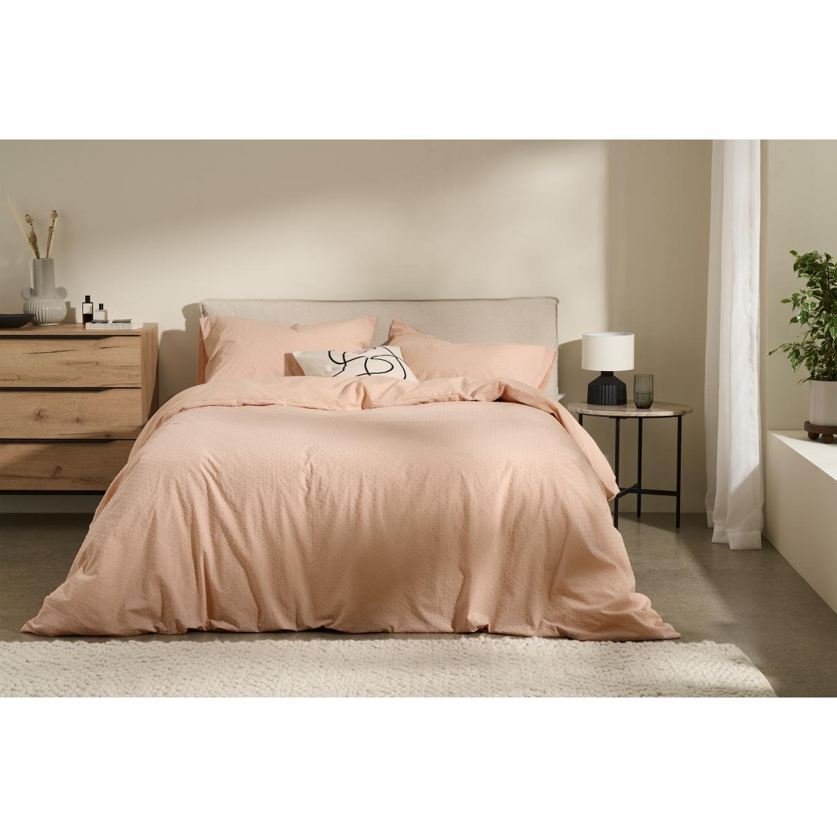 Veli 100% Cotton Plumetis Weave Duvet Cover + 2 Pillowcases, King, Plaster Pink – image 3