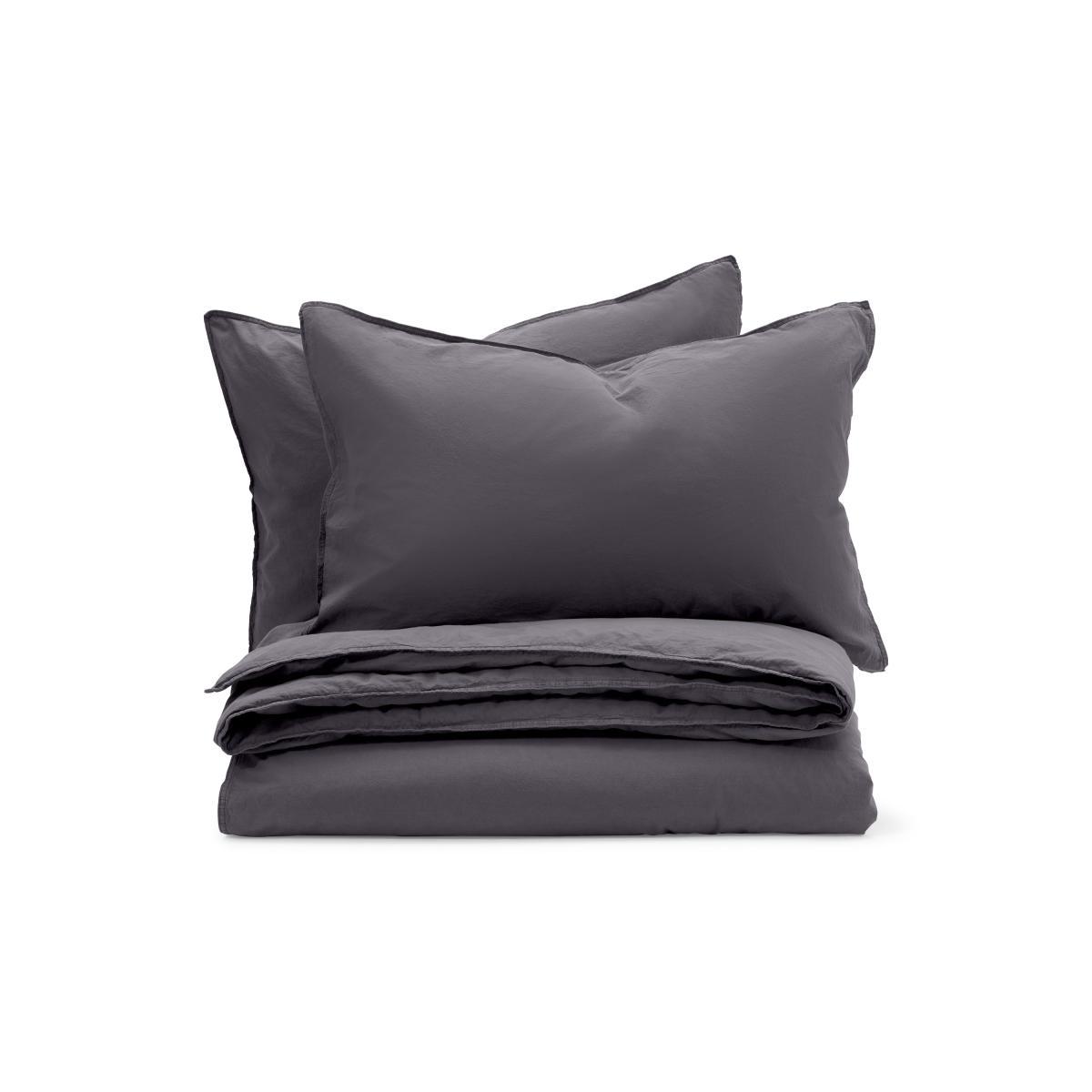 Alexia Stonewashed Cotton Duvet Cover + 2 Pillowcases, King, Graphite – image 3