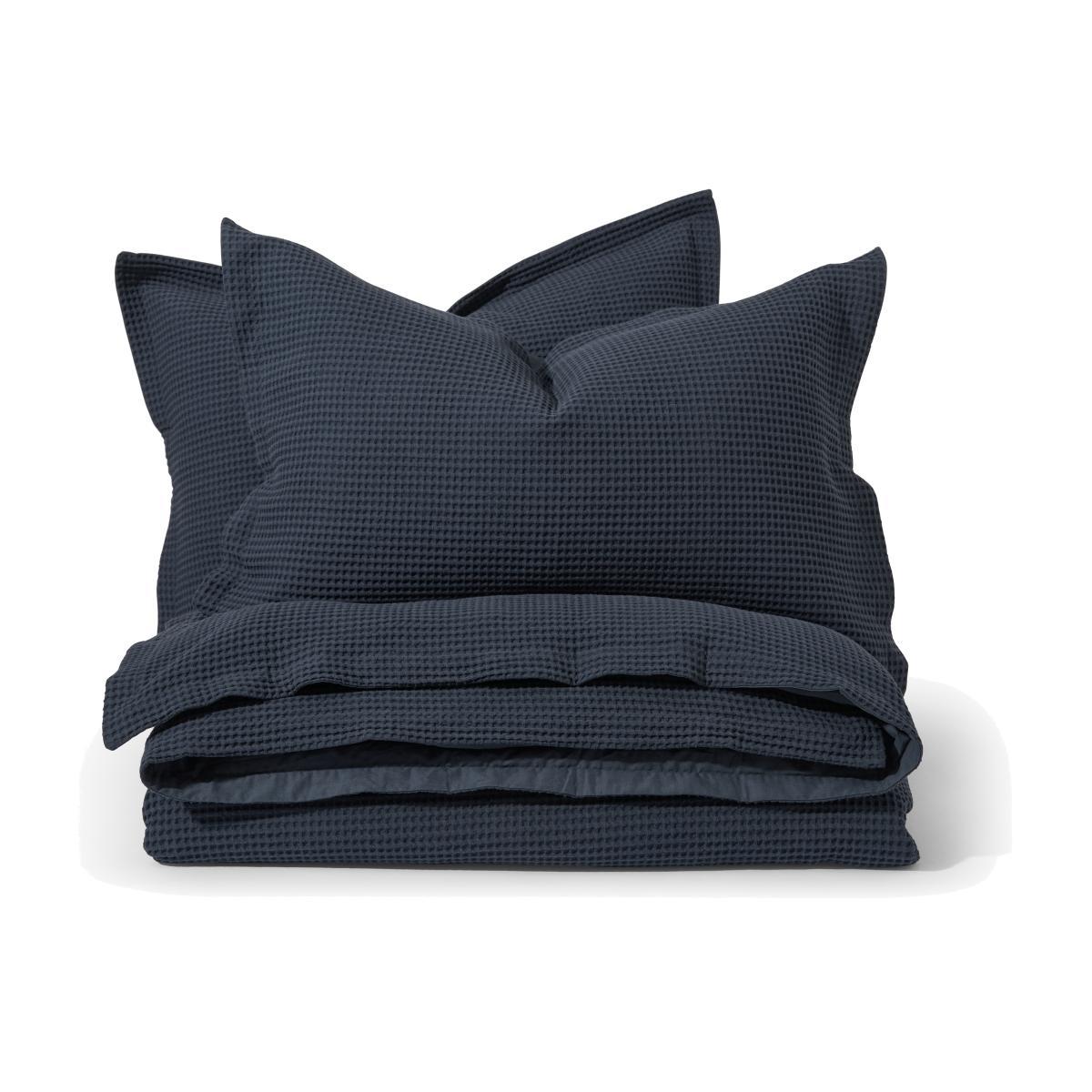 Waffle Cotton Duvet Cover + 2 Pillowcases, King, Navy – image 1
