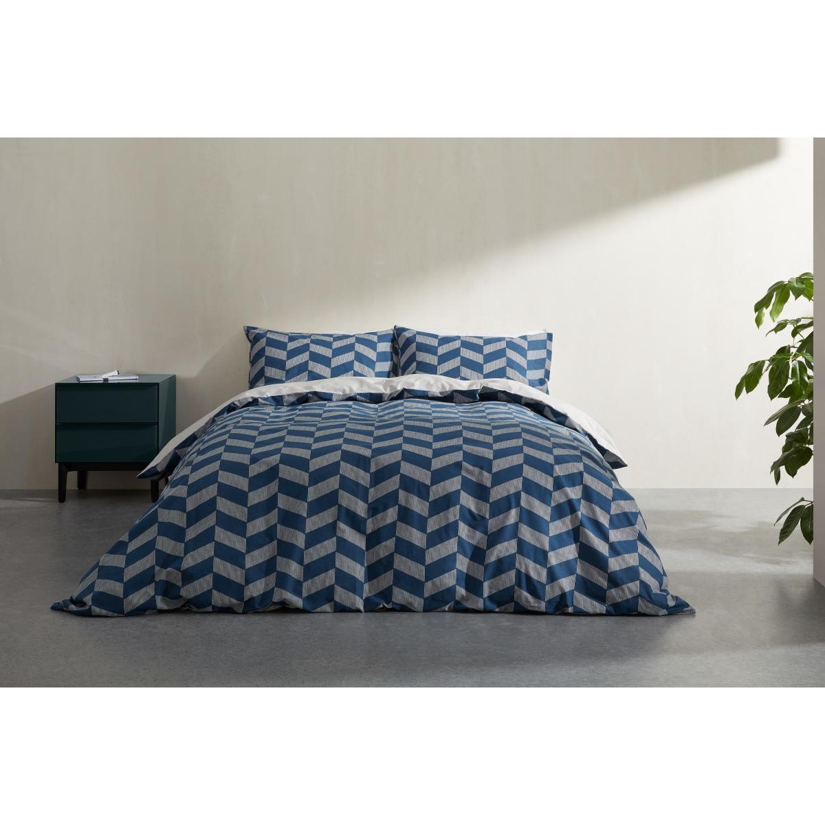 Otis Cotton Duvet Cover + 2 Pillowcases King, Midnight Blue – image 3