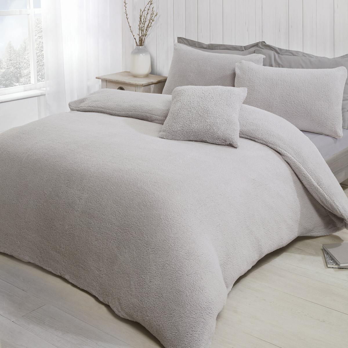 Teddy Fleece Duvet and Pillow Case Set - Charcoal / King – image 14