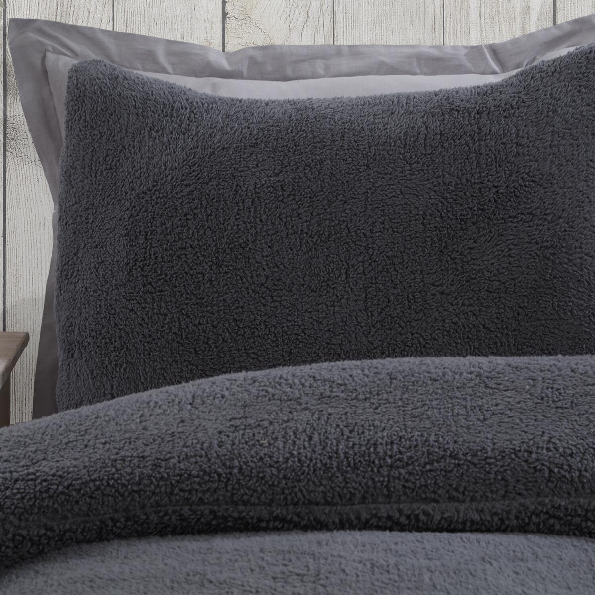 Teddy Fleece Duvet and Pillow Case Set - Charcoal / King – image 3