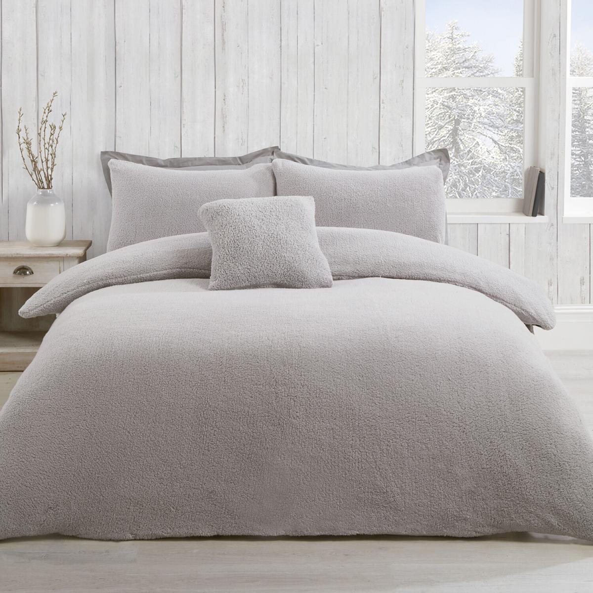 Teddy Fleece Duvet and Pillow Case Set - Charcoal / King – image 8