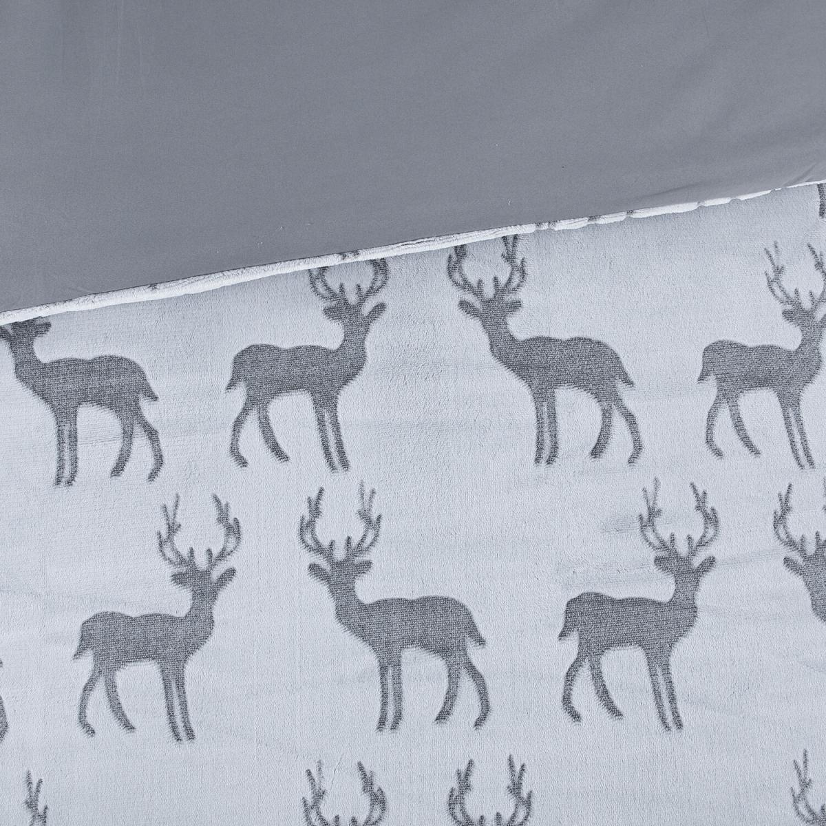 Stag Fleece Duvet Cover and Pillowcase Set - Grey / King – image 2