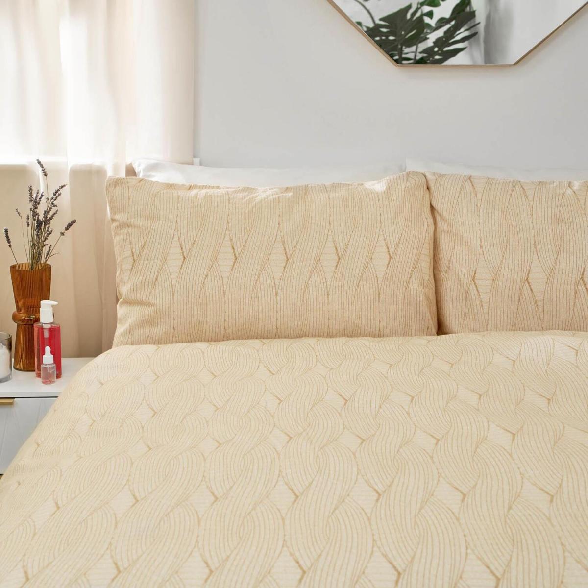 Dreamscene Chunky Knit Print Duvet Cover Bedding Set - Yellow / King – image 2