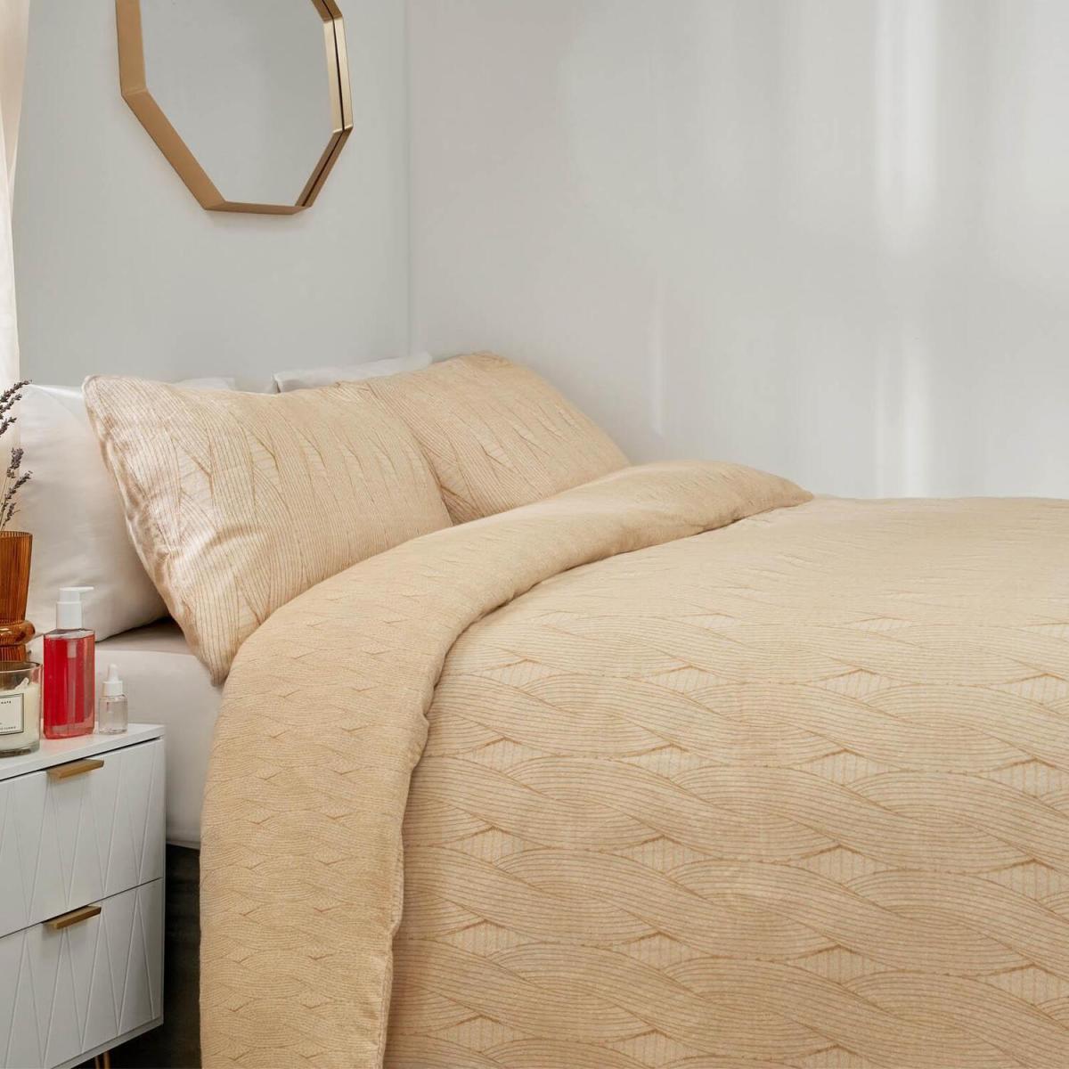 Dreamscene Chunky Knit Print Duvet Cover Bedding Set - Yellow / King – image 3