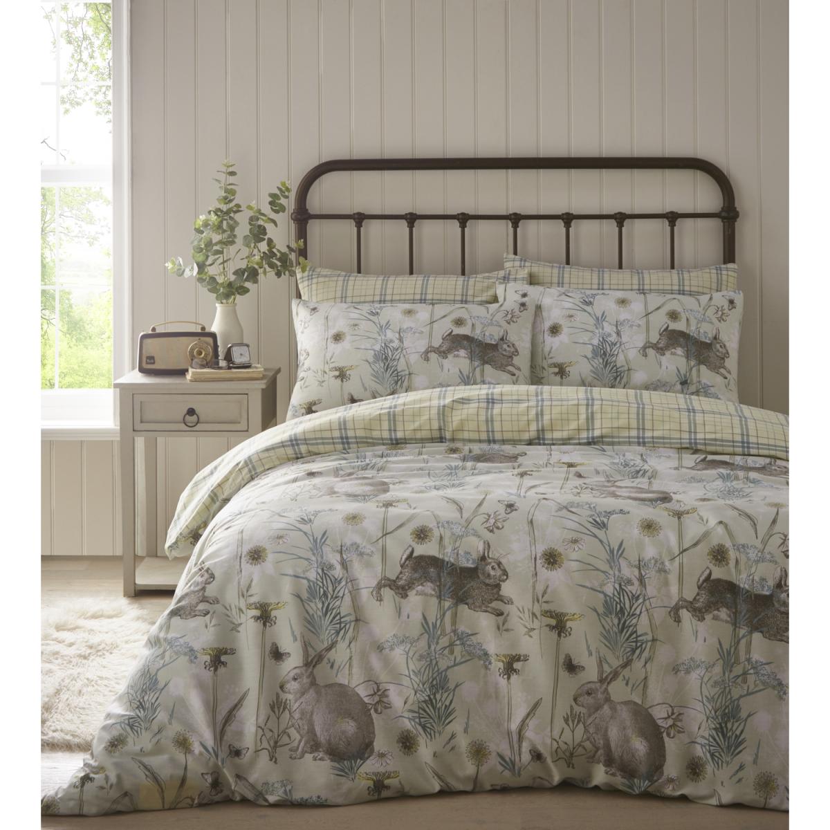 Rabbit Meadow Duvet And Pillowcase Set - Green / King – image 4