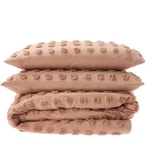 Tufted Polka Dot Duvet Cover Set - Peach / King – image 3