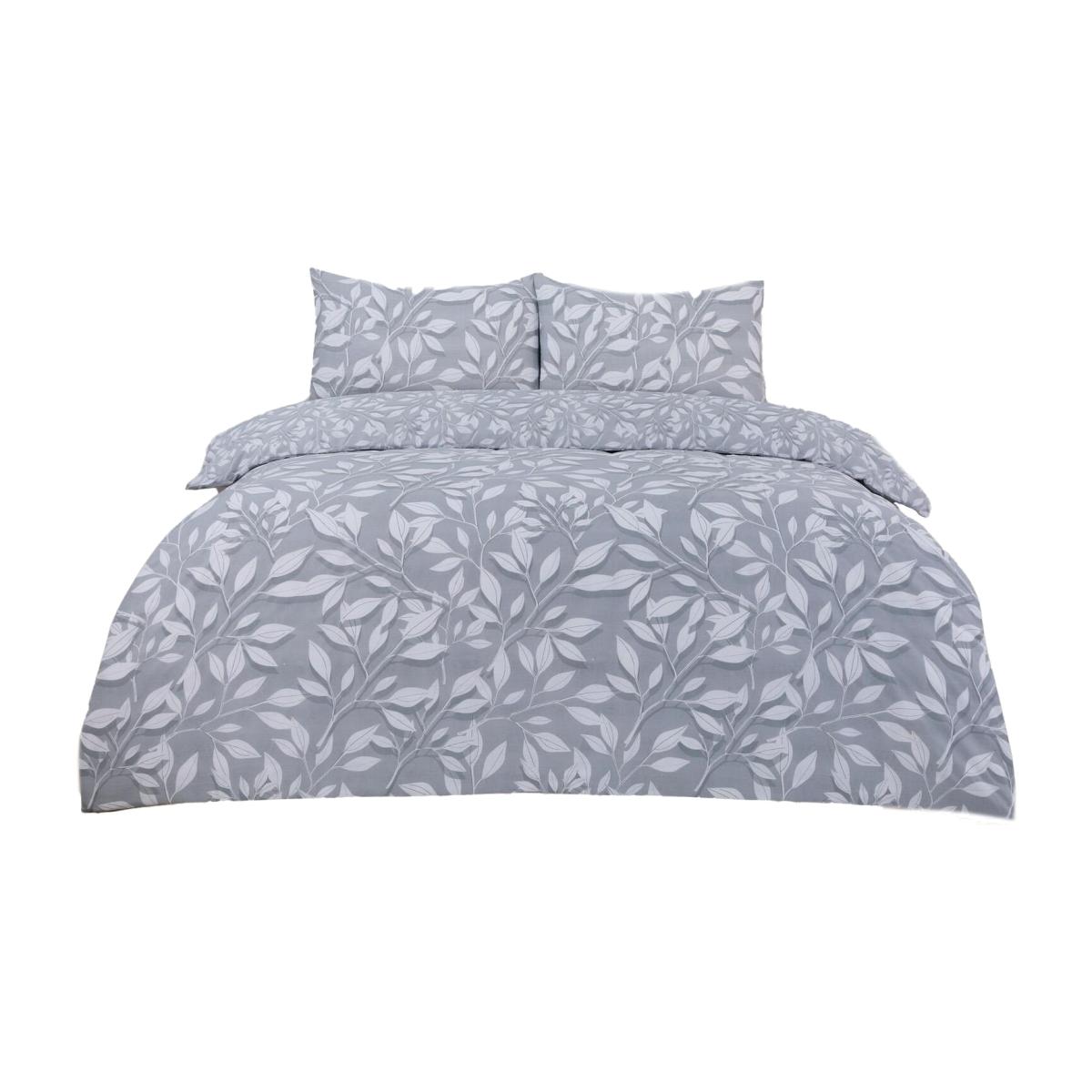 Dreamscene Leaf Print Duvet Cover Pillowcase Set - Grey / King – image 1