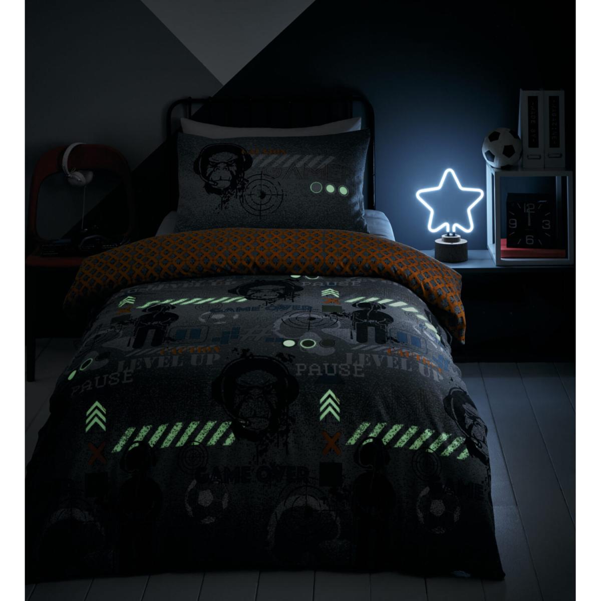 Gamer Duvet And Polliwcase Set - Orange/Grey / Double – image 4