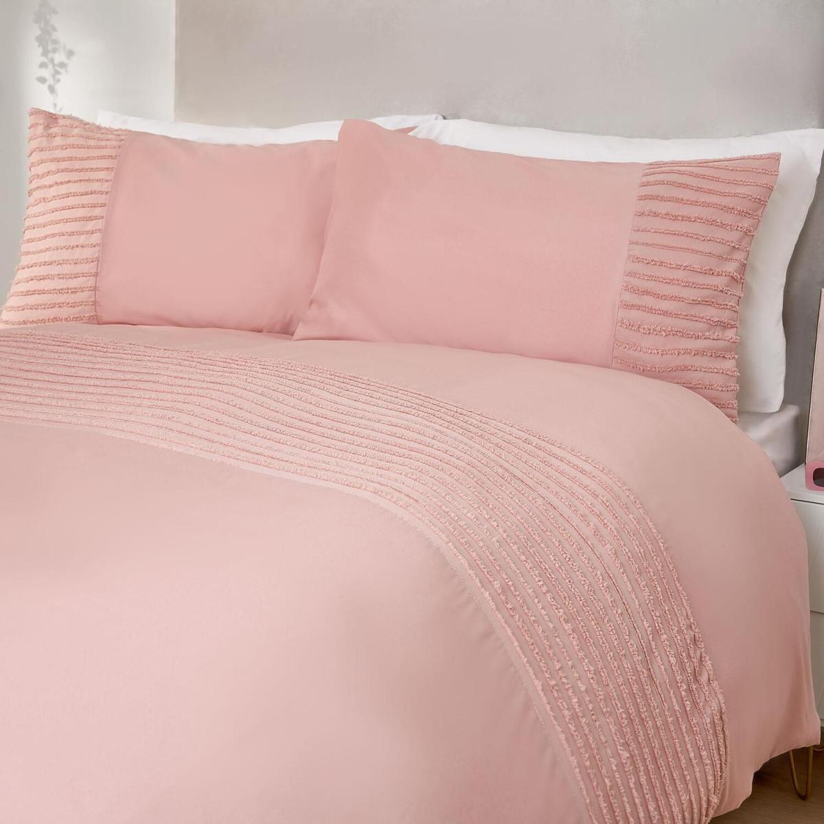 Sienna Tufted Stripe Panel Duvet Cover Bedding Set - Pink / King – image 3