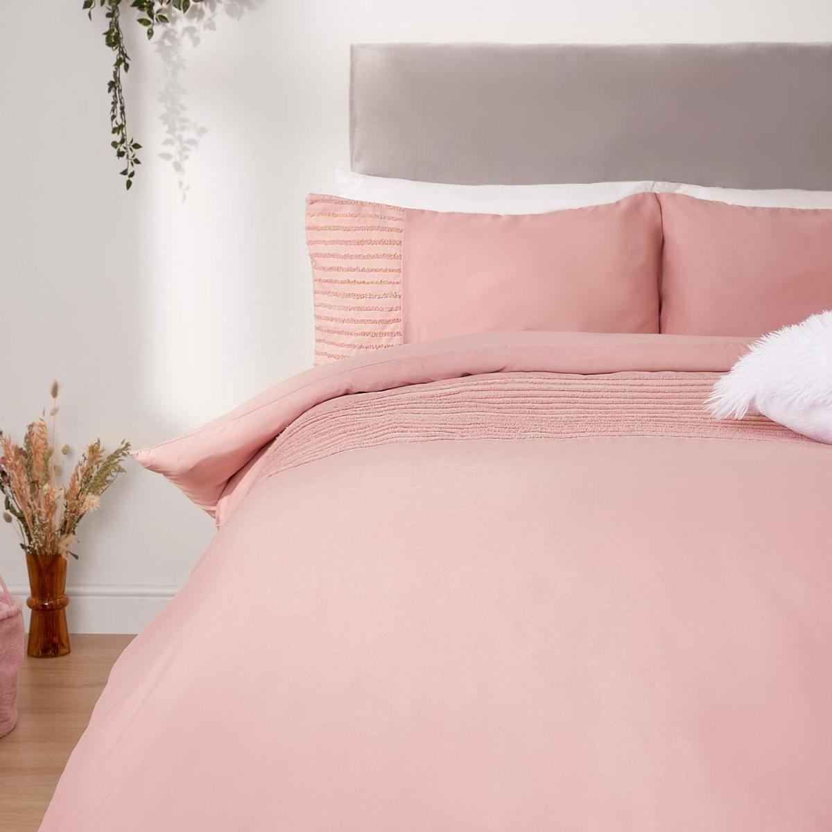 Sienna Tufted Stripe Panel Duvet Cover Bedding Set - Pink / King – image 4