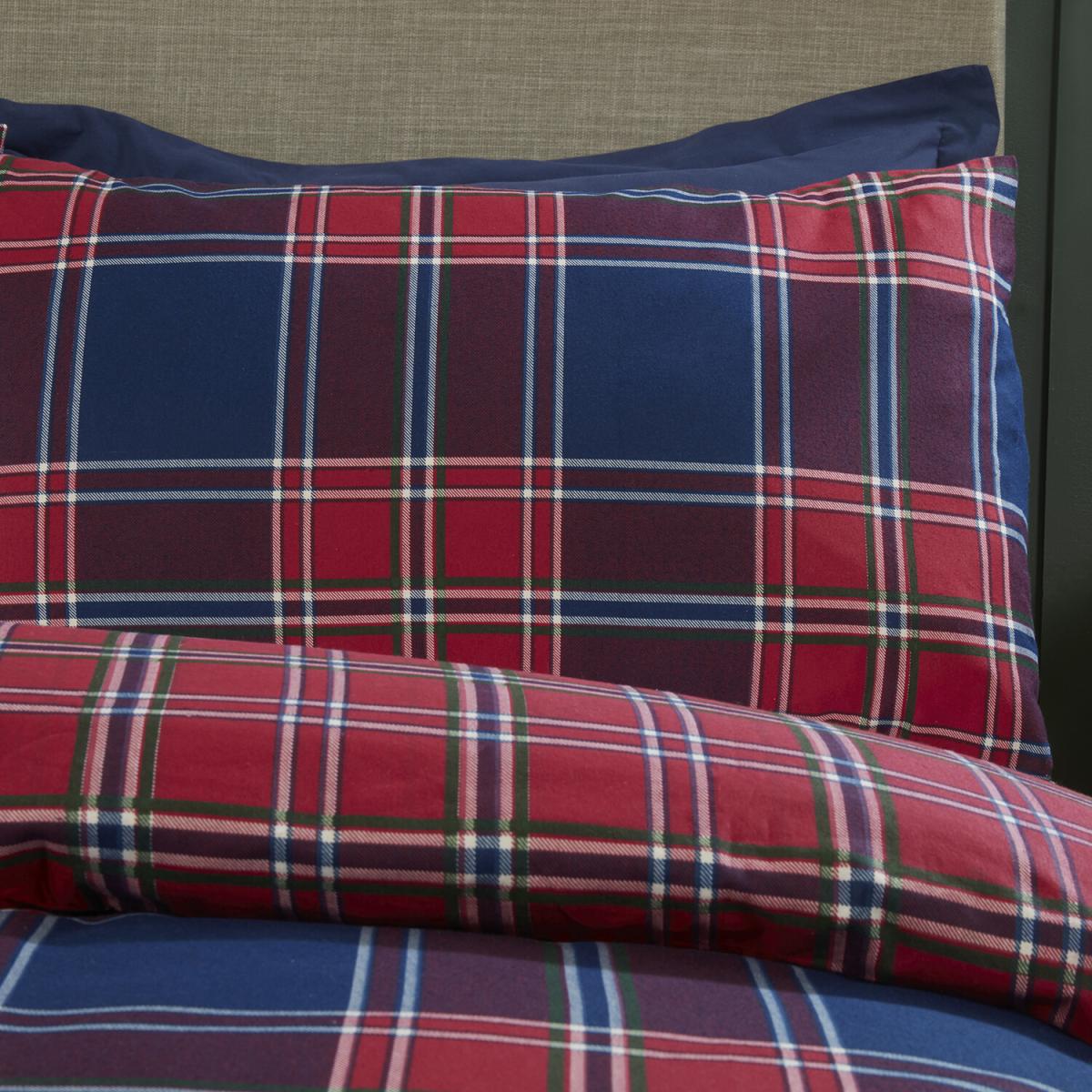 Kinross Check Duvet Cover and Pillowcase Set - Red/Blue / King – image 3
