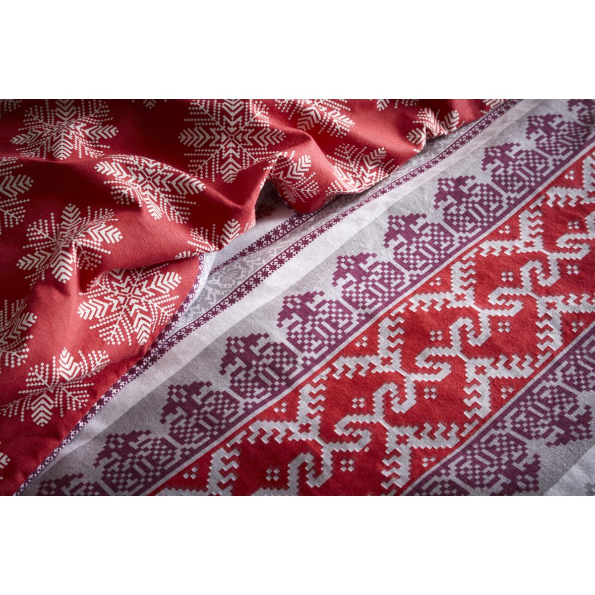 Flannelette Prague Duvet Cover and Pillowcase Set - Red / King – image 5