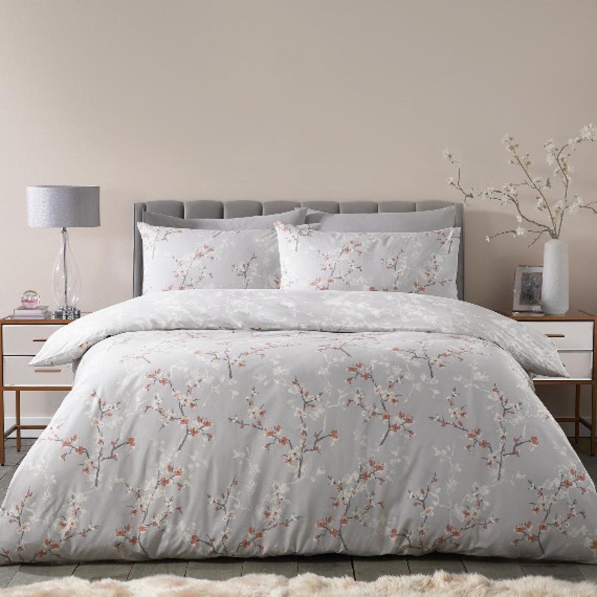 Sakura 180 Thread Count Duvet Cover and Pillowcase Set - Rose / King