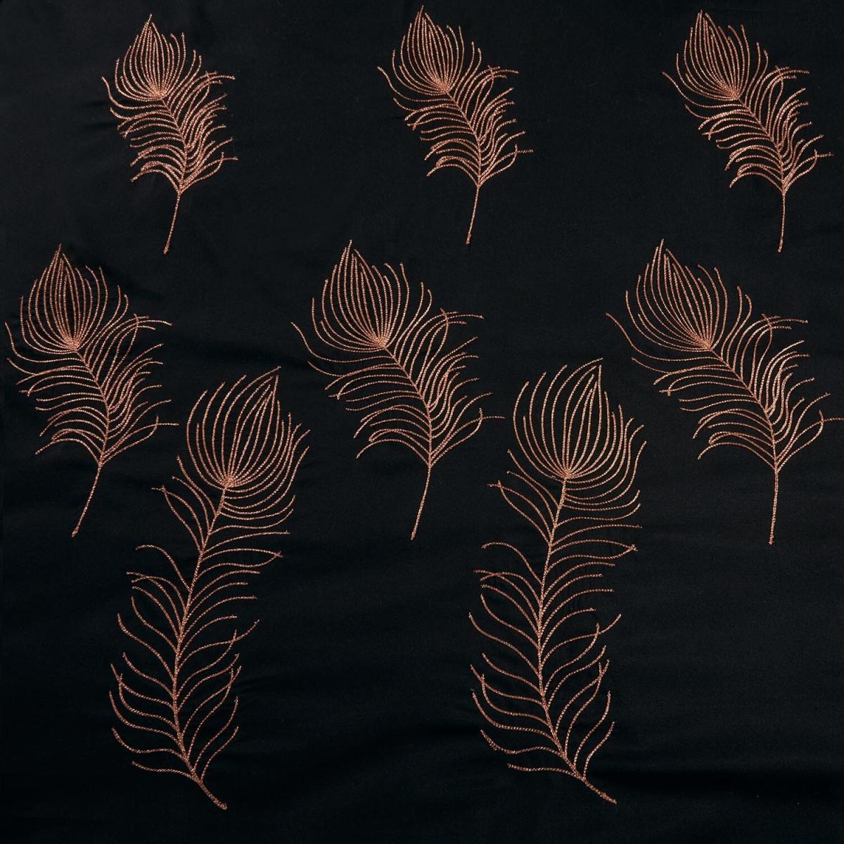Feather Embroidery Black Duvet Cover and Pillowcase Set - King – image 2