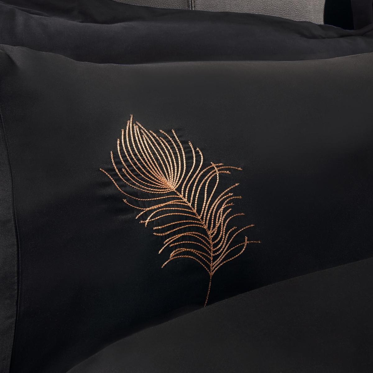 Feather Embroidery Black Duvet Cover and Pillowcase Set - King – image 3