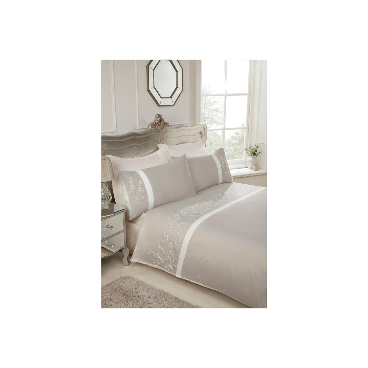 Aster Embroidery Duvet Cover - Grey / King