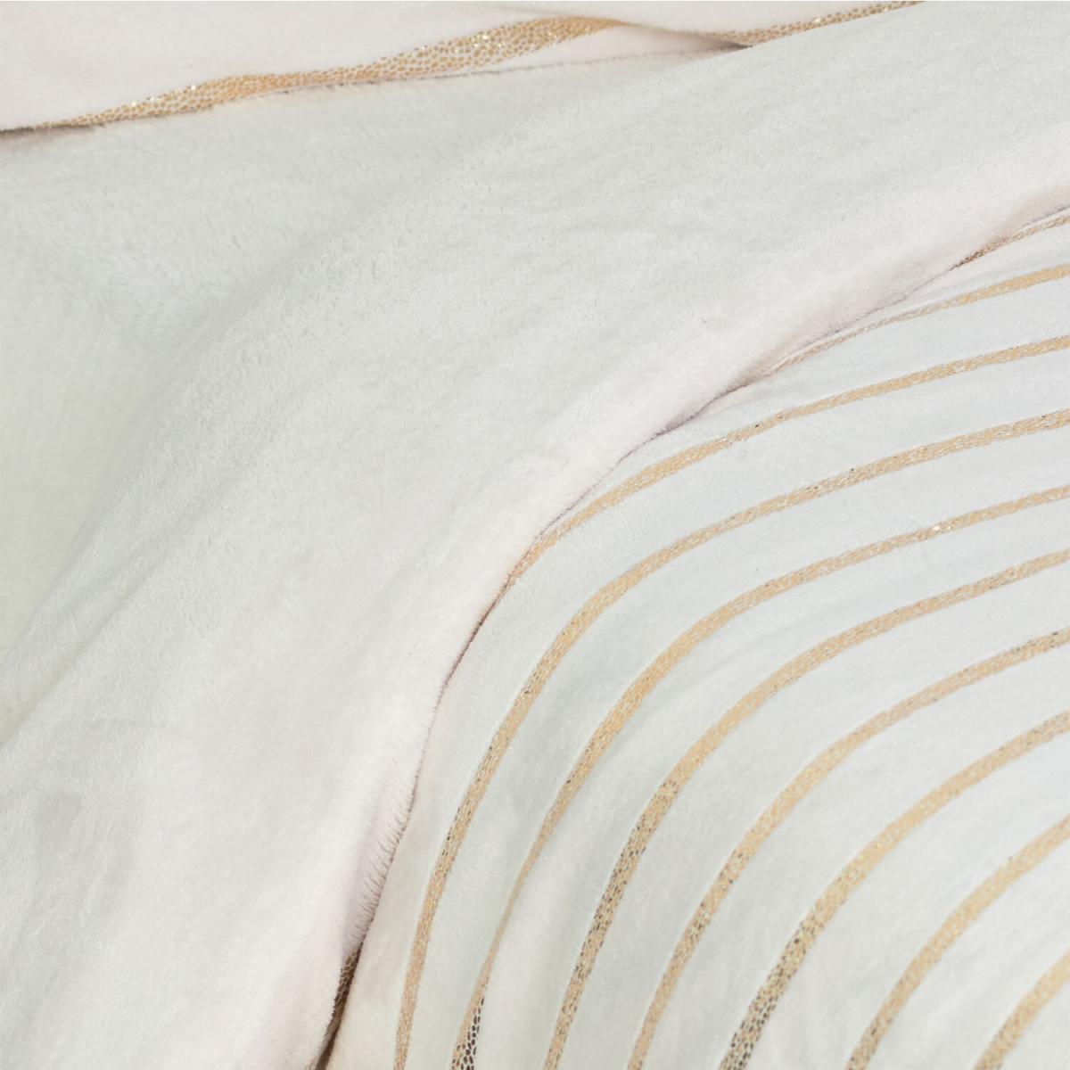Sparkle Stripe Fleece Duvet and Pillowcase Set - Silver / King size – image 6