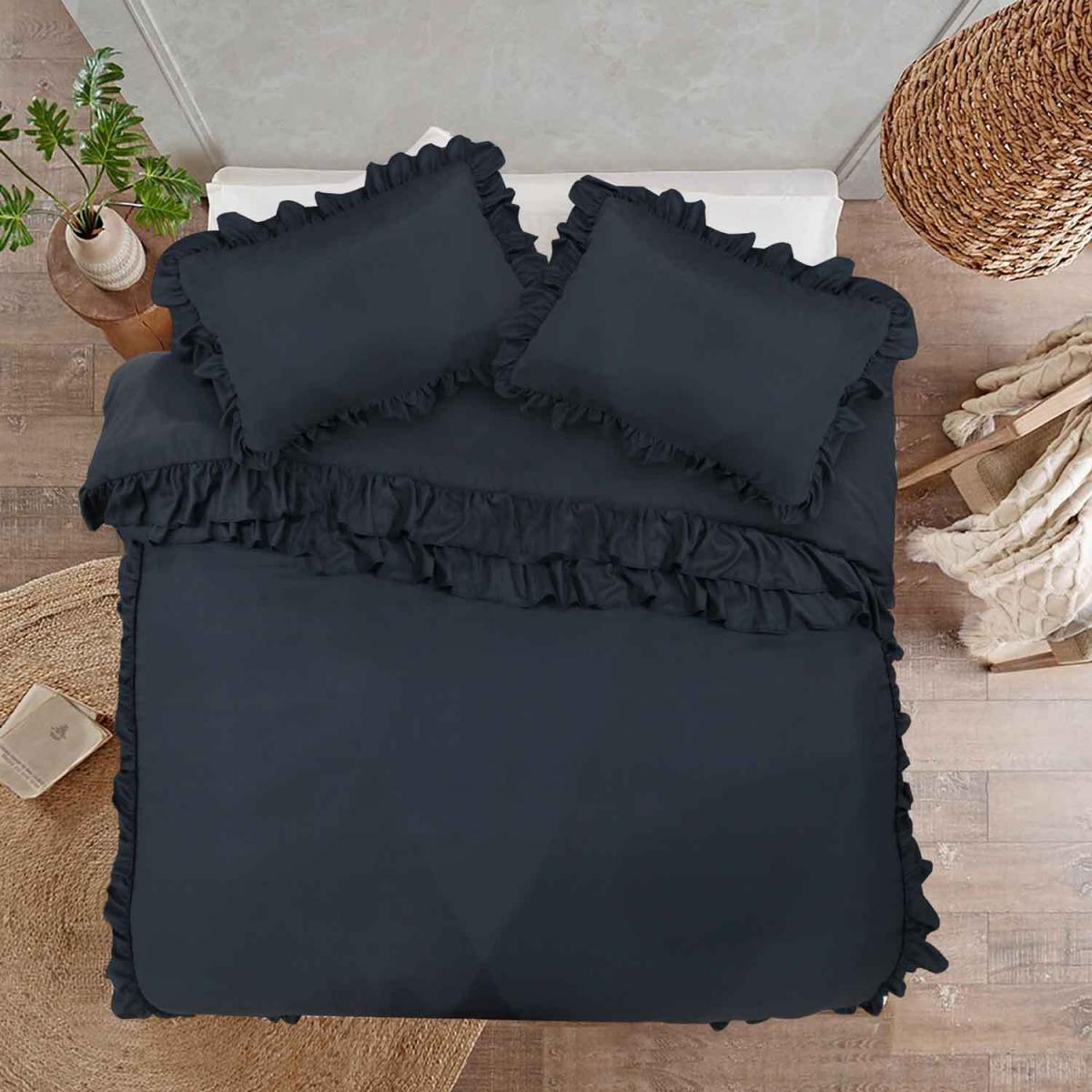 Ruffled Borders Duvet Cover Set - Grey / King – image 2